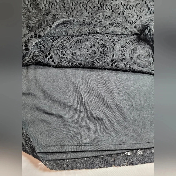 *LAST CHANCE* Tacera Black Lace Crochet Mini Dress sz M - Picture 8 of 9